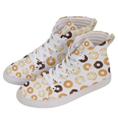 Donuts Pattern With Bites Bright Pastel Blue And Brown Cropped Sweatshirt Men s Hi-top Skate Sneakers