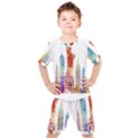 New York City Poster Watercolor Painting Illustrat Kids  Tee and Shorts Set View1