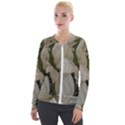 White pointsettia Velour Zip Up Jacket View1