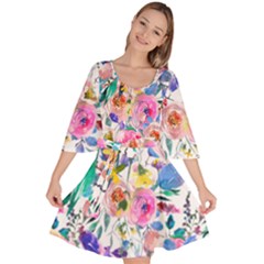 Lovely Pinky Floral Velour Kimono Dress