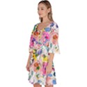 Lovely Pinky Floral Velour Kimono Dress View2
