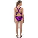 Black and Pink Leopard Style Paint Splash Funny Pattern Cut-Out Back One Piece Swimsuit View2