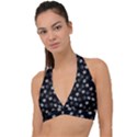 Weed Pattern Halter Plunge Bikini Top View1