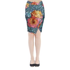 Pattern Rose Yellow Background Midi Wrap Pencil Skirt