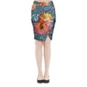 Pattern Rose Yellow Background Midi Wrap Pencil Skirt View1