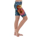 Pattern Rose Yellow Background Kids  Lightweight Velour Cropped Yoga Leggings View3