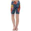 Pattern Rose Yellow Background Kids  Lightweight Velour Cropped Yoga Leggings View4