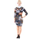 Cute Little Fairy With Unicorn, Pattern Design Quarter Sleeve Hood Bodycon Dress View2