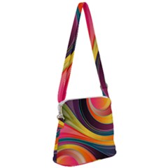 Abstract Colorful Background Wavy Zipper Messenger Bag by HermanTelo