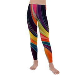 Abstract Colorful Background Wavy Kids  Lightweight Velour Leggings by HermanTelo