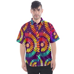 Abstract Background Spiral Colorful Men s Short Sleeve Shirt