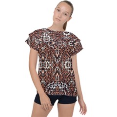 Animal Ruffle Collar Chiffon Blouse