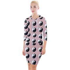 Yin Yang Pattern Quarter Sleeve Hood Bodycon Dress