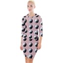 Yin Yang Pattern Quarter Sleeve Hood Bodycon Dress View1