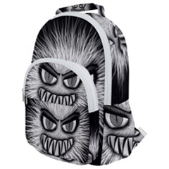 Monster Black White Eyes Rounded Multi Pocket Backpack by HermanTelo