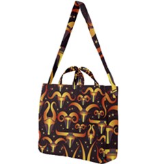 Stylised Horns Black Pattern Square Shoulder Tote Bag by HermanTelo