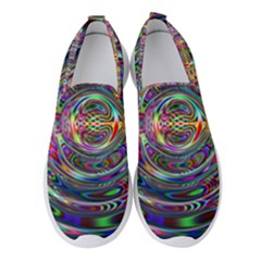 Wave Line Colorful Brush Particles Women s Slip On Sneakers by HermanTelo