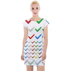 Confirm Button Metallic Metal Set Cap Sleeve Bodycon Dress