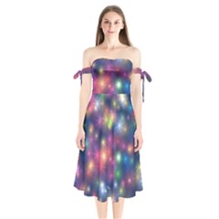 Abstract Background Graphic Space Shoulder Tie Bardot Midi Dress by HermanTelo