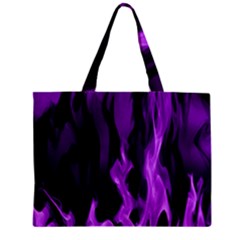 Smoke Flame Abstract Purple Zipper Mini Tote Bag by HermanTelo