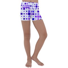 Square Purple Angular Sizes Kids  Lightweight Velour Yoga Shorts by HermanTelo
