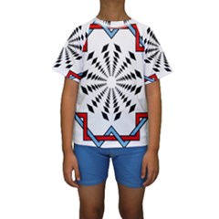 Star Illusion Mandala Kids  Short Sleeve Swimwear