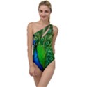 Peacock Peafowl Pattern Plumage To One Side Swimsuit View1