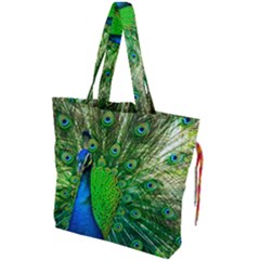 Peacock Peafowl Pattern Plumage Drawstring Tote Bag by Pakrebo