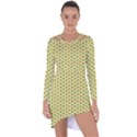 Hexagonal Pattern Unidirectional Yellow Asymmetric Cut-Out Shift Dress View1