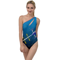 Rocket Spaceship Space Galaxy To One Side Swimsuit by HermanTelo