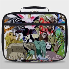 Zoo Animals Peacock Lion Hippo Full Print Lunch Bag