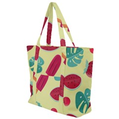 Watermelon Leaves Strawberry Zip Up Canvas Bag