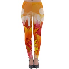 Autumn Background Maple Leaves Bokeh Lightweight Velour Leggings