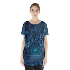 Trees Road Moonlight Avenue Skirt Hem Sports Top
