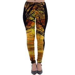 Nature Sunset Landscape Sun Lightweight Velour Leggings