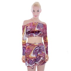 Paint Acrylic Paint Art Colorful Off Shoulder Top With Mini Skirt Set