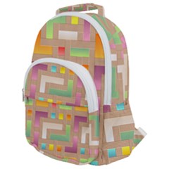Abstract Background Colorful Rounded Multi Pocket Backpack by HermanTelo