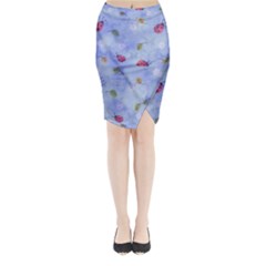 Ladybug Blue Nature Midi Wrap Pencil Skirt