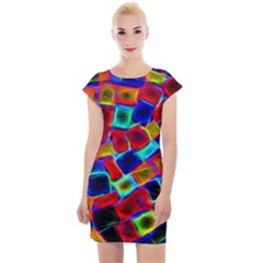 Neon Glow Glowing Light Design Cap Sleeve Bodycon Dress