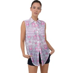 Seamless Pattern Background Sleeveless Chiffon Button Shirt