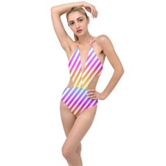 Abstract Lines Mockup Oblique Plunging Cut Out Swimsuit by HermanTelo