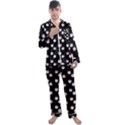 Lazy Bat On Black Pattern Men s Satin Pajamas Long Pants Set View1