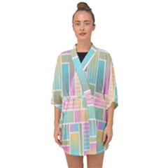Color Blocks Abstract Background Half Sleeve Chiffon Kimono by HermanTelo