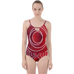 Circles Red Cut Out Top Tankini Set by HermanTelo