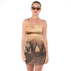 Elephant Dust Road Africa Savannah One Soulder Bodycon Dress