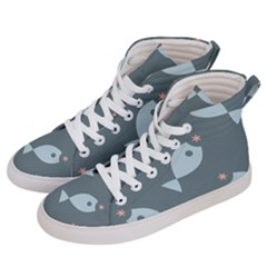 Fish Star Water Pattern Women s Hi-top Skate Sneakers by HermanTelo