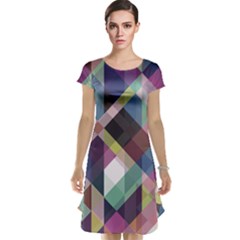 Geometric Blue Violet Pink Cap Sleeve Nightdress