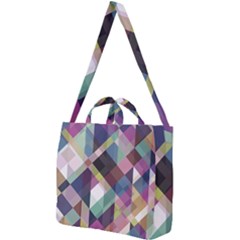 Geometric Blue Violet Pink Square Shoulder Tote Bag by HermanTelo