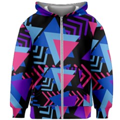 Memphis Pattern Geometric Abstract Kids  Zipper Hoodie Without Drawstring by HermanTelo