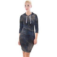 Marble Surface Texture Stone Quarter Sleeve Hood Bodycon Dress by HermanTelo
